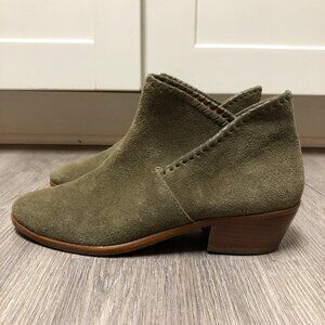 Jack Rogers Size 7 Sadie Booties Olive Green Suede Leather Short Ankle Boots